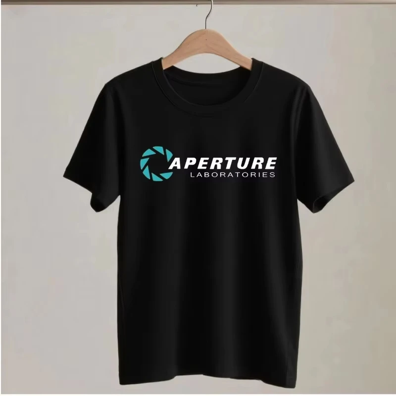Vintage Video Game Fan Clothing  Portal 2 Aperture Laboratories Logo T-shirt Casual Streetwear Aesthetic Print Clothes Unisex