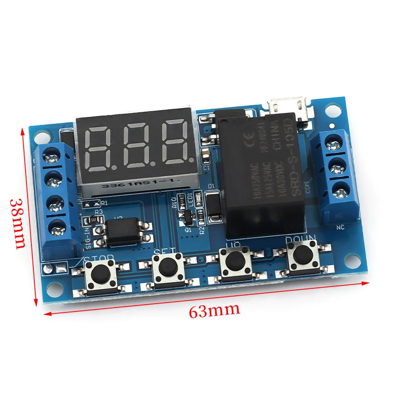 5V Single Channel Delay Relay Module Timing Cycle Switch On/Off Timer Up To 999 Minutes