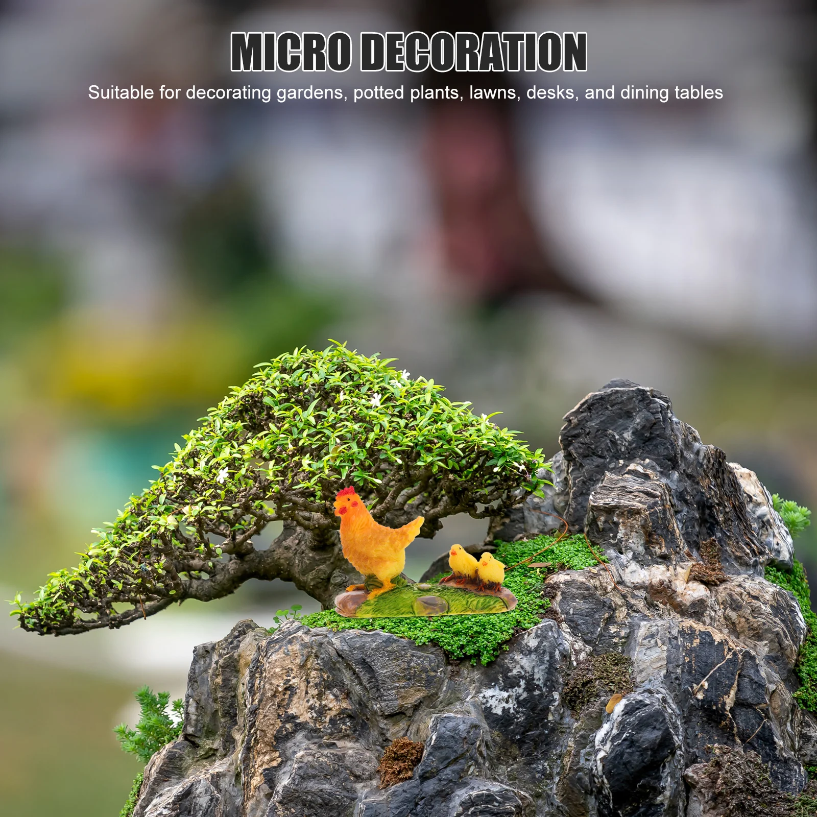 

2 Miniature Animal Figurines Resin Landscaping Hedgehog Chicken Decorative Accessories Mini Animals Garden Desk Ornament