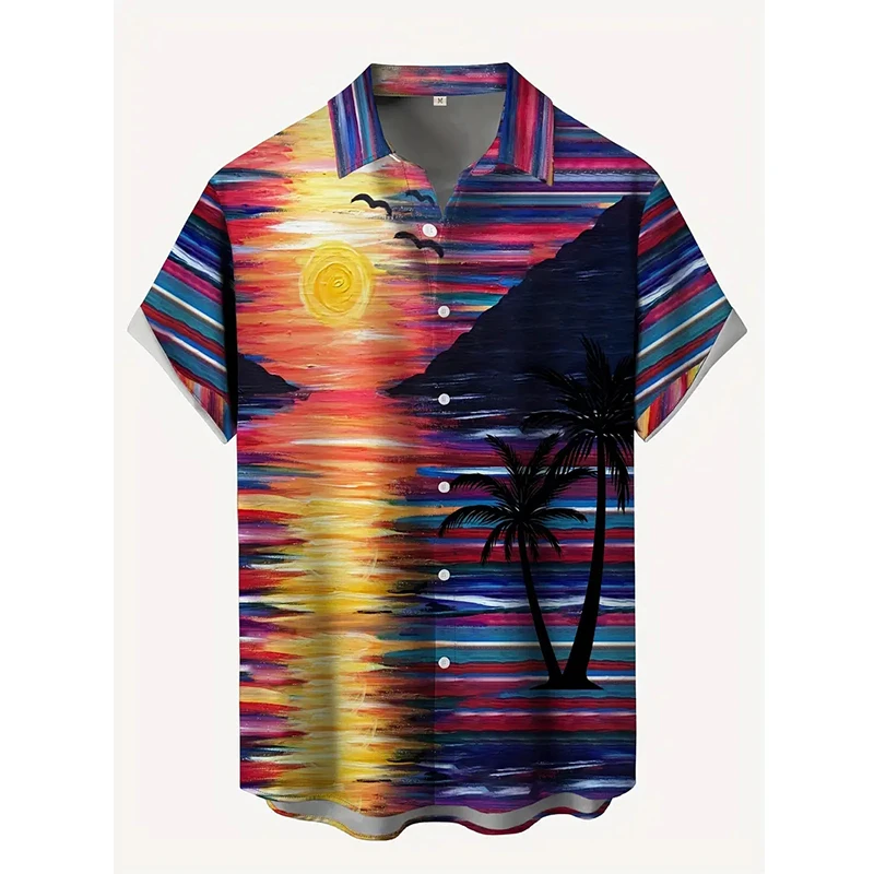 Summer 3D Graffiti Stripe Printing Shirts For Men Children Fashion Streetwear Short Sleeve Tops Unisex Hawaiian Shirts Blouses
