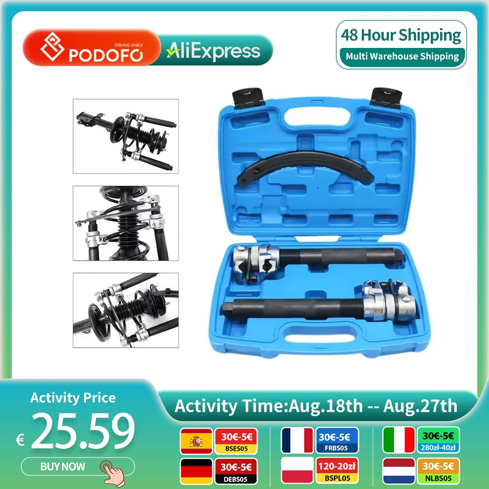 Podofo 3 pezzi compressore a molla con puntone a spirale durevole Set di attrezzi manuali ammortizzatore automobilistico per camion ATV UTV
