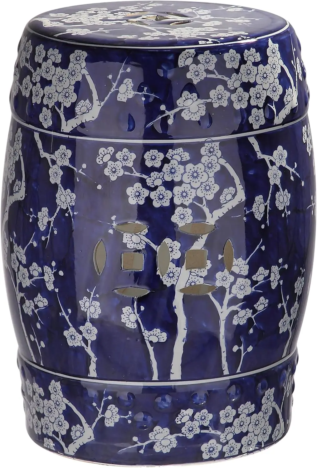 

Dark Blue Ceramic Garden Stool, Elegant Accent for Home or Outdoor Decor