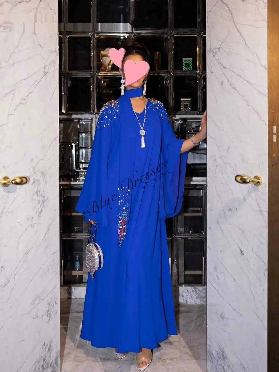 

Customized Elegant Vintage Sexy Blue Crystal Flower Ribbon Customize Formal Occasion Prom Dress Evening Party Gowns