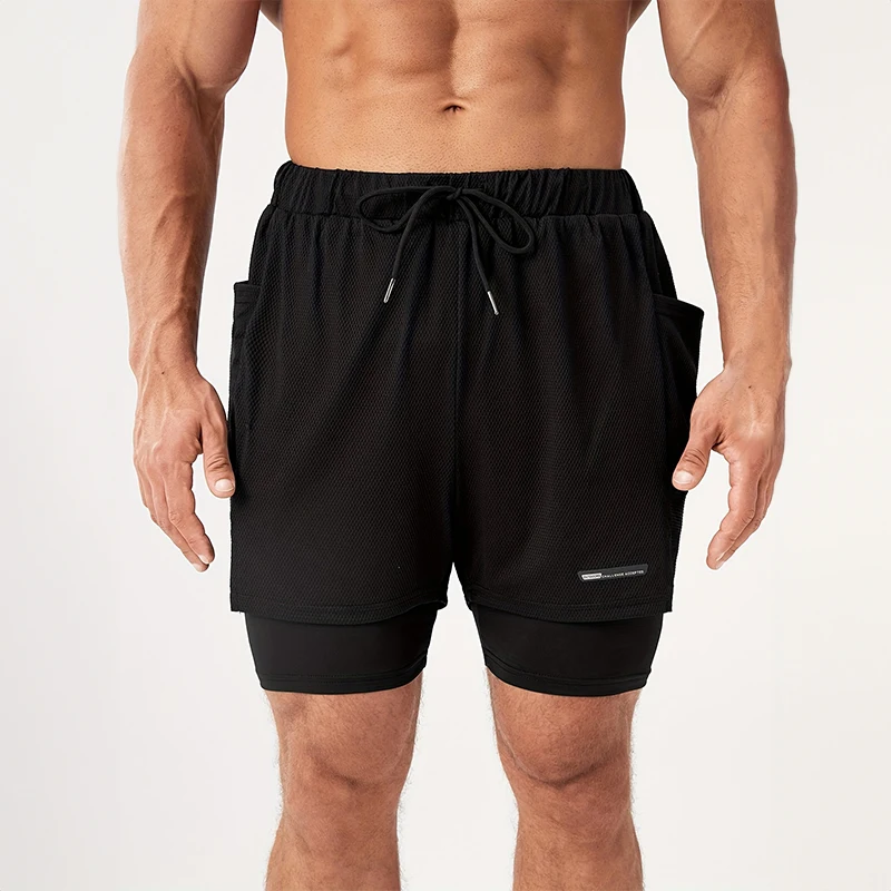 Herren Laufs horts Outdoor Sport Training Fitness Shorts schnell trocknen 2-in-1 Jogging Workout lässige Jogging hose Herren lose Shorts