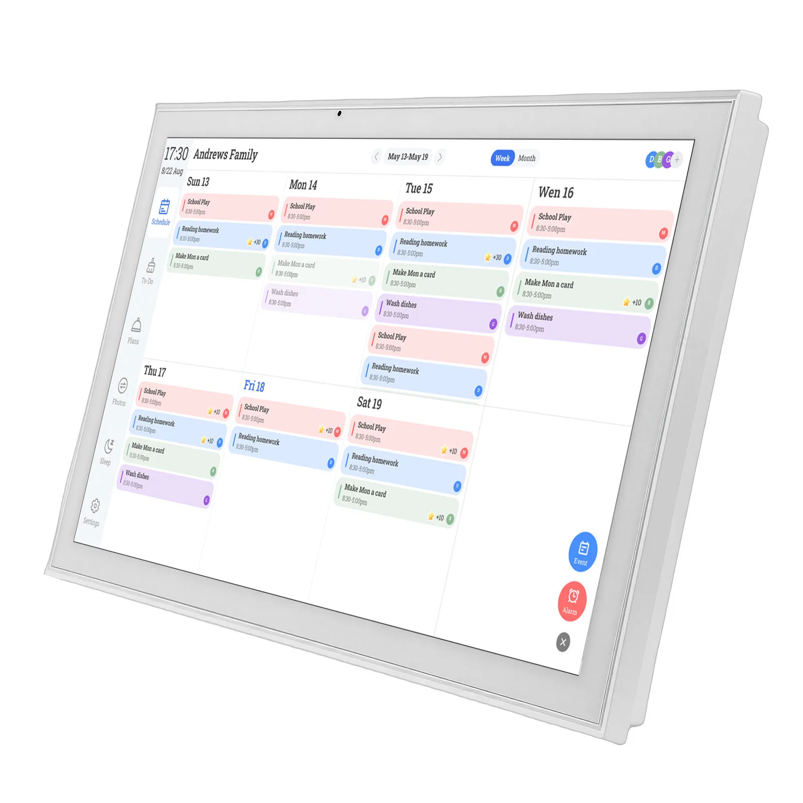 Digital Calendar 21.5in Electronic Chore Chart Smart Weekly Monthly Planner 1920 X 1080P  Touchscreen Wall Desk Family Planner