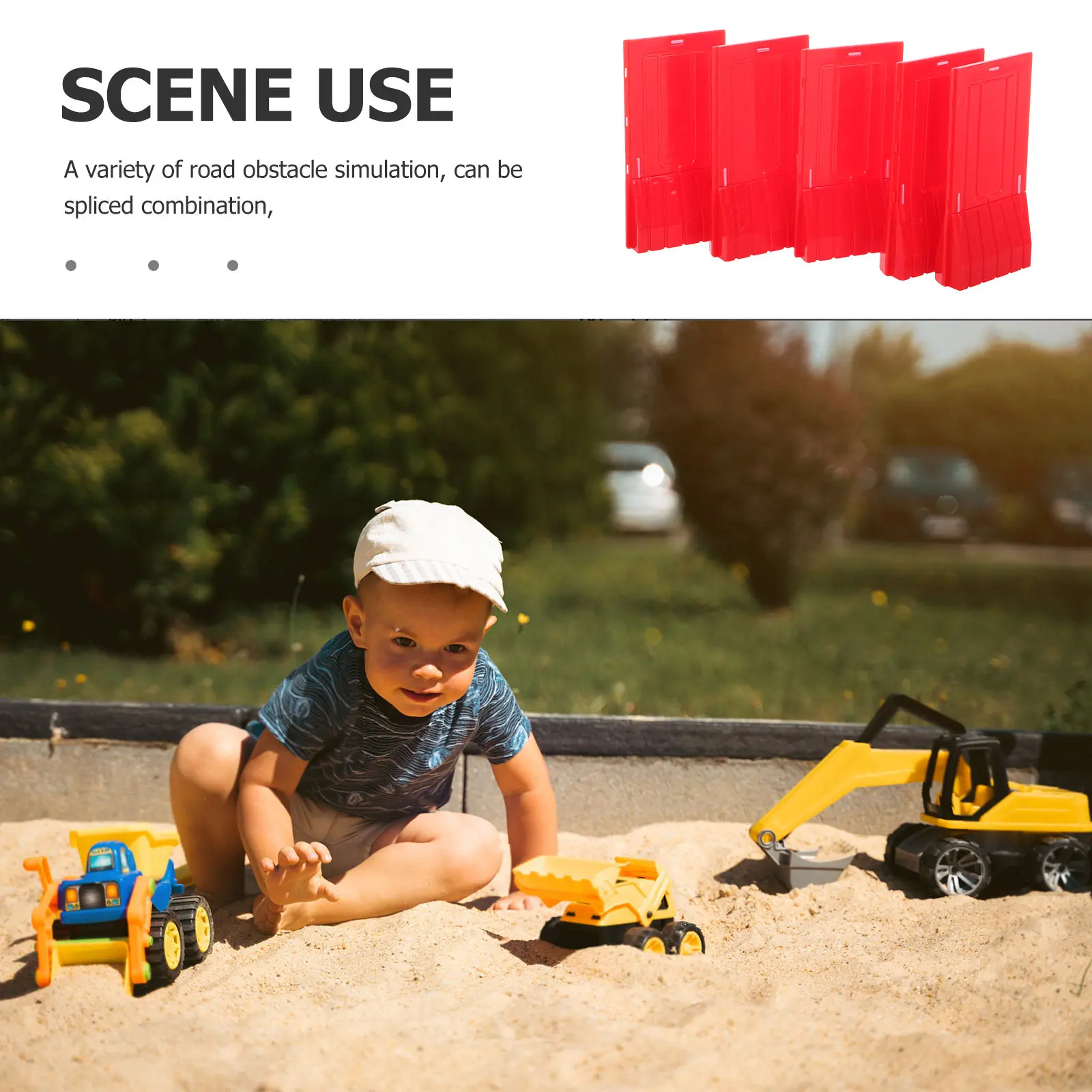 5Pcs Mini Excavator Traffic Safety Playset Plastic Road Signs Mini Orange Cones Barricades Construction Theme Educational
