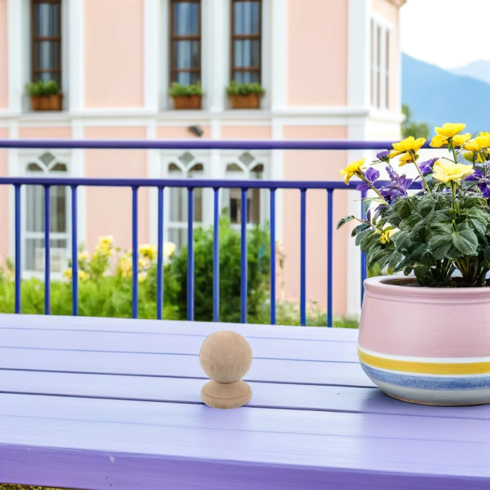 

Unfinished Wooden Finials Round Solid Hardwood Post End Caps For Stair Balusters Fence Gate Topper Bed Posts Outdoor