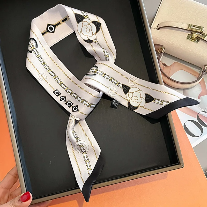 Lady Brand Fashion Silk Scarf for Women Fashion Hair Ribbons Headbands Bandana Female Bag Wrist Wrap Neckerchief Foulard Ties