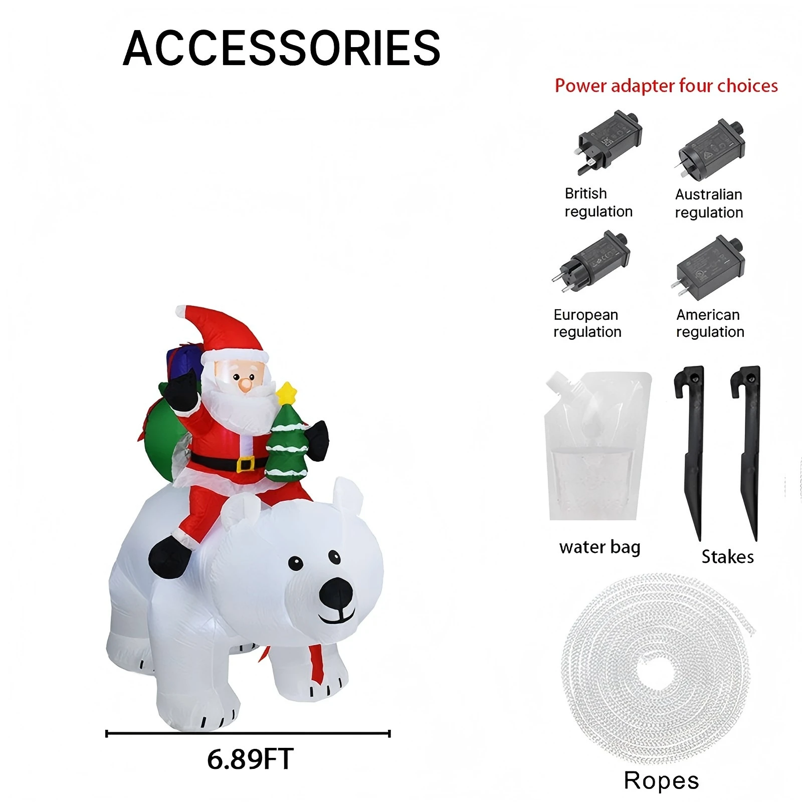 6,89 футов уличное праздничное украшение Рождественский надувной медведь Санта-Клауса игрушки встроенные светодиодные фонари Yard Party Decor украшения для домашнего декора