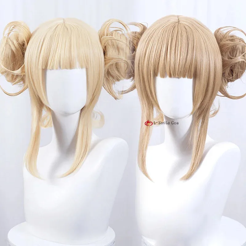 أنيمي بطلي الأكاديمية الصليب جسمي Himiko Toga قصيرة شاحب الذهب الكتان الذهب تأثيري حلي الباروكات كوس الشعر Perucas + غطاء شعر مستعار مجاني