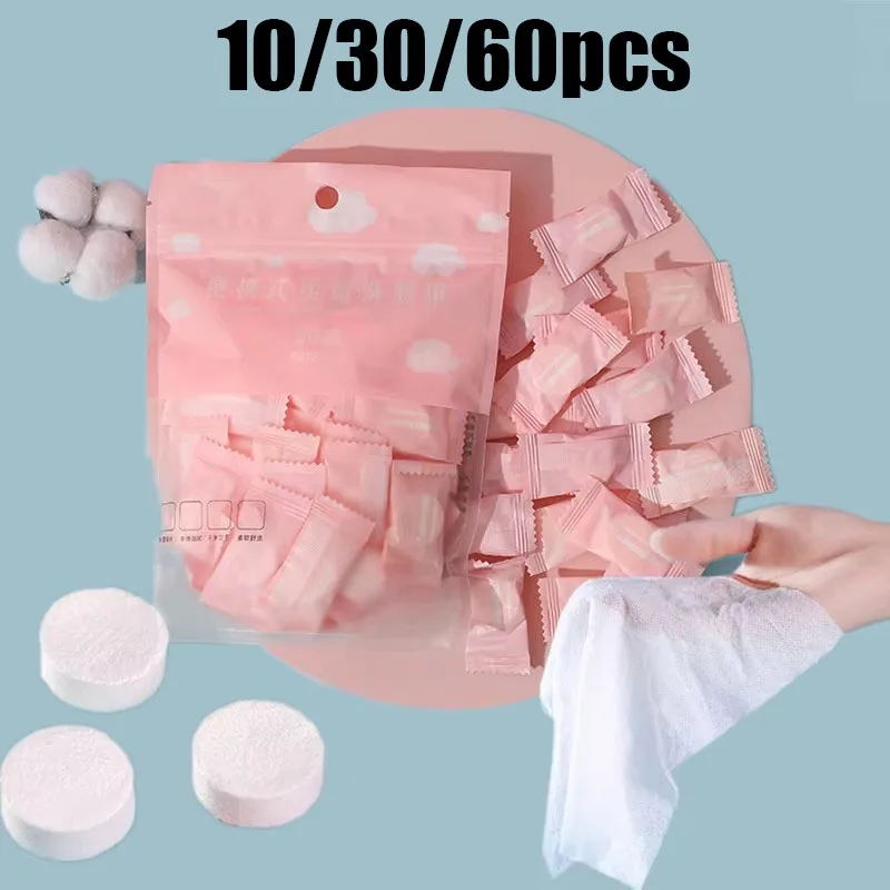10/60pcs Portable Compressed Face Towels Disposable Cotton Coin Tissue Suitable For Travel Beauty Salon Makeup Remover Cleaning