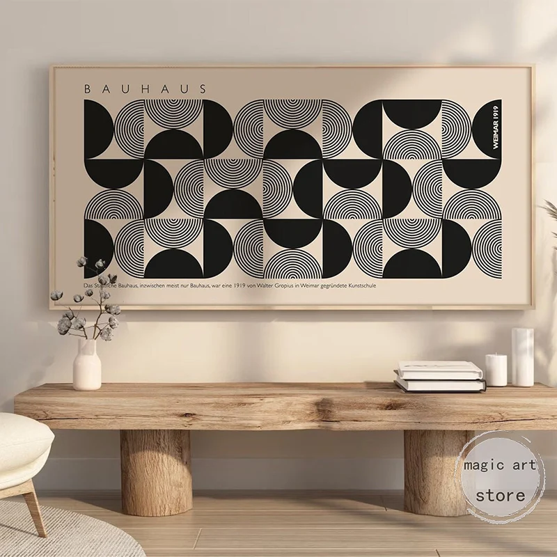 منتصف القرن الحديثة الحد الأدنى باوهاوس معرض هندسي ملصق فني حائط لوح رسم يطبع صورة لغرفة ديكور المنزل #4