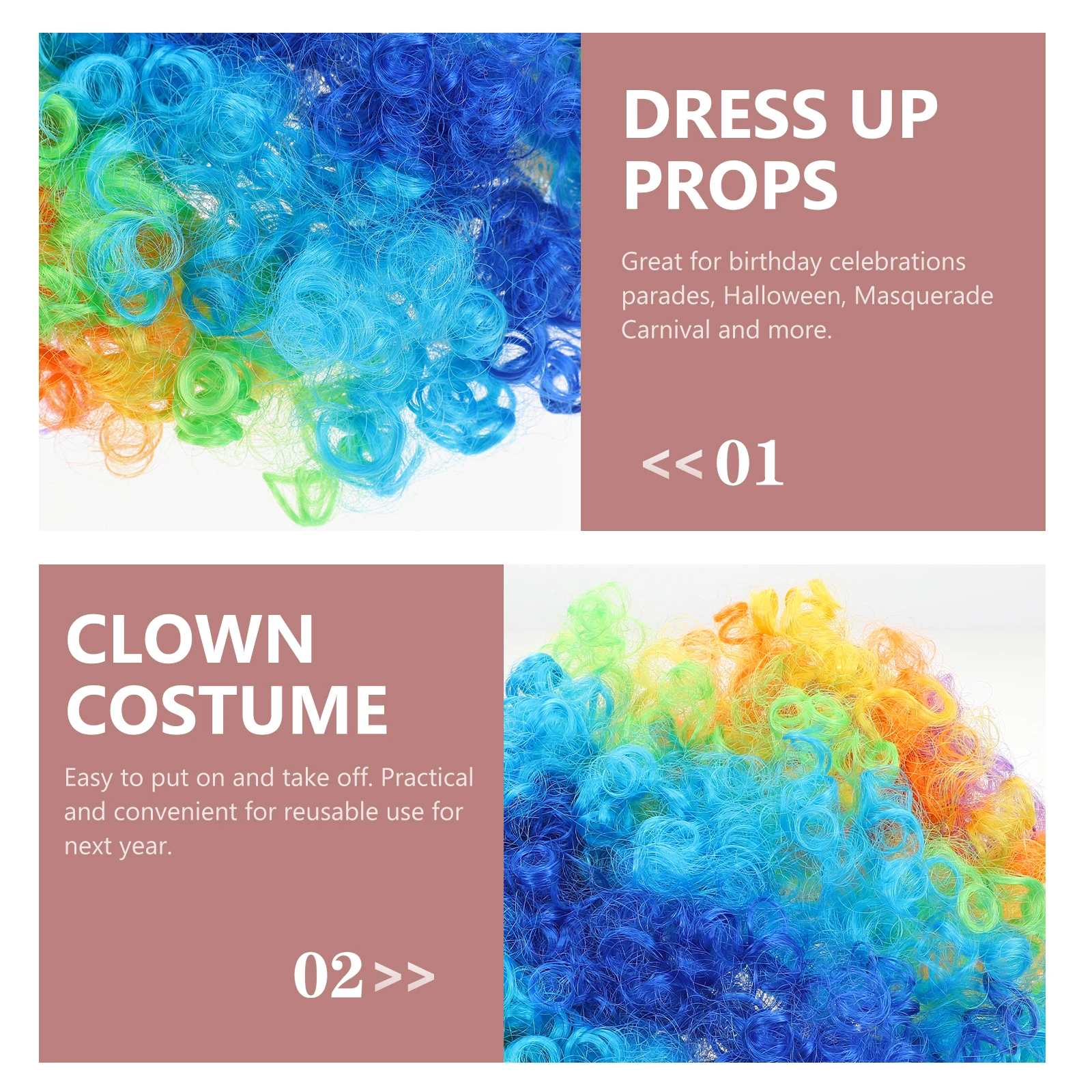 

1 set Clown Props Set Curly White Costume Accessories Carnival Halloween Party Performance Decor Reusable Funny Nose Kit
