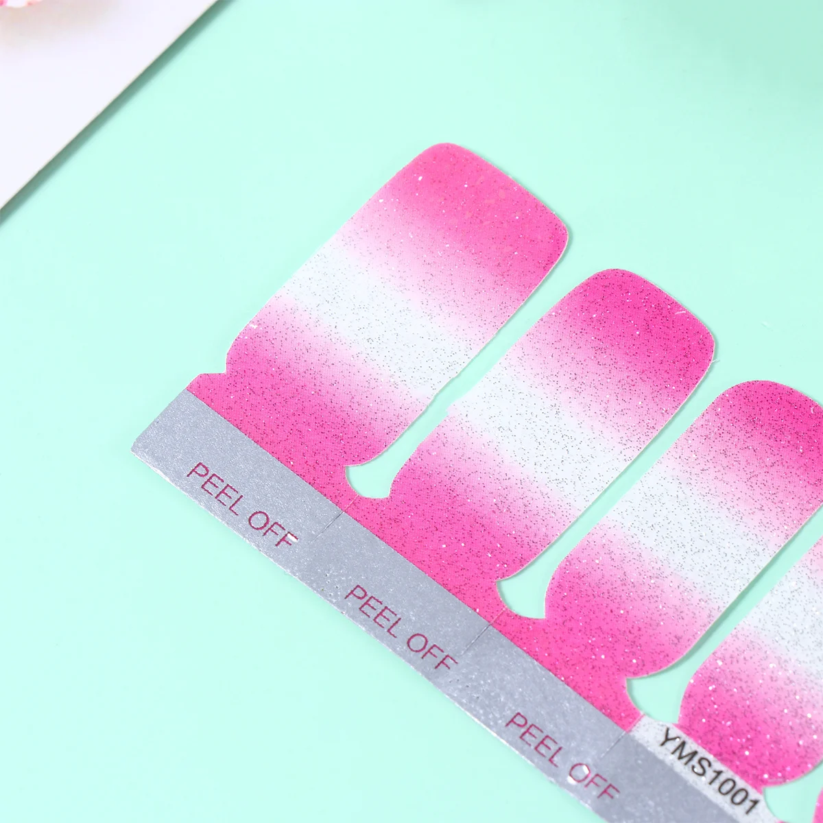 48Pcs Gradual Shade Nail Stickers Unique Art DIY Christmas Halloween Party Safe Material Pink Nail Sticker Fake Nails