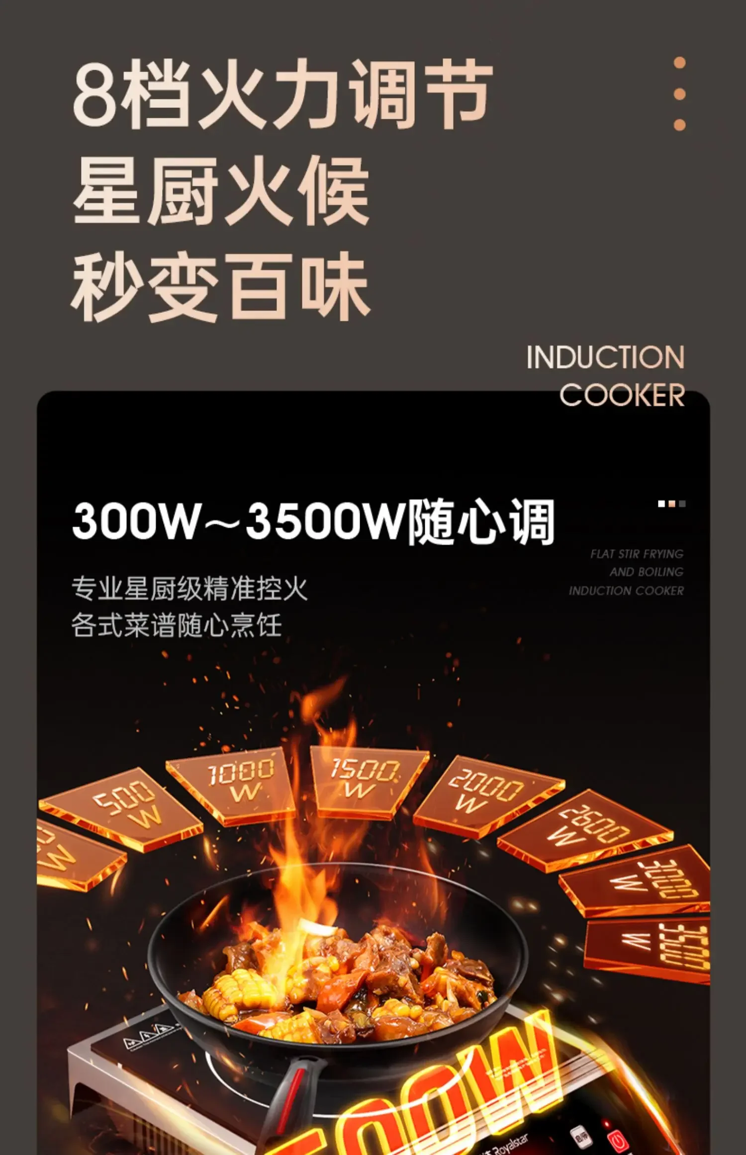 220V Royalstar High Power Induction Cooker Commercial Grade Concave Stove for Fast Cooking AG