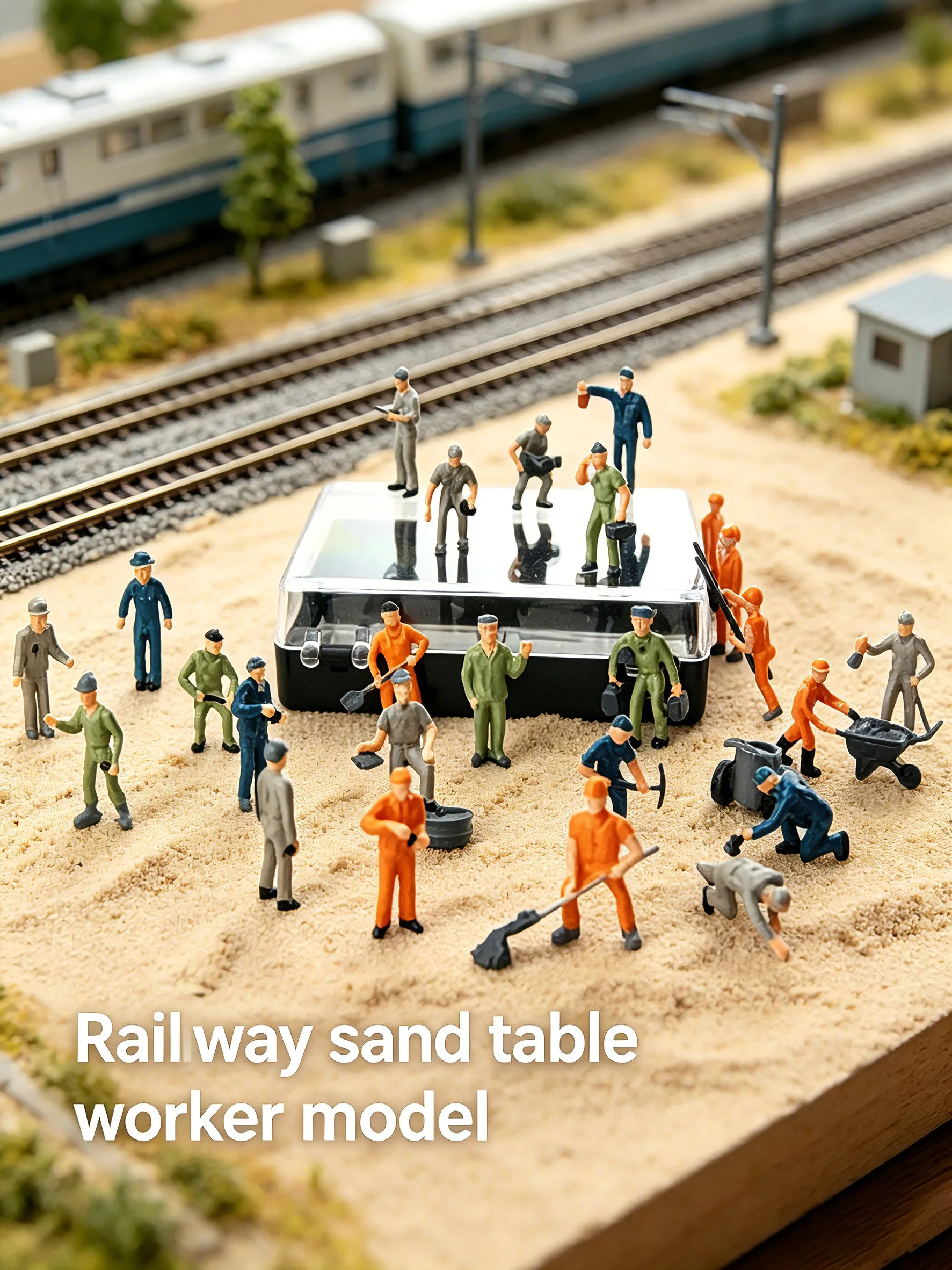 HO-Maßstab 1:87 Eisenbahnarbeiter-Modell Harzfigur Sandtisch-Baustellen-Dekor Mini-Menschen-Modellbausätze 15 Stück/Set – Detail 1