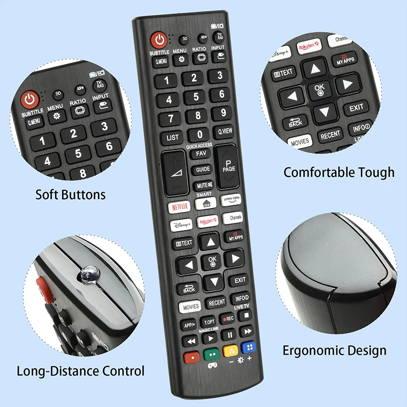 جهاز تحكم عن بعد عالمي للتلفزيون الذكي Ultra HD LED LCD HDTV 3D 4K وحدة تحكم بديلة مع أفلام NETFLIX PrimeVideo #3