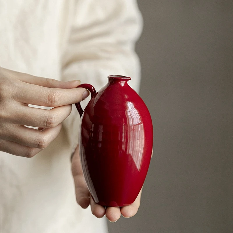 

Керамический дозатор для красного вина, китайская маленькая ваза ручной работы в стиле ретро, горшок для теплого вина и чашка для вина