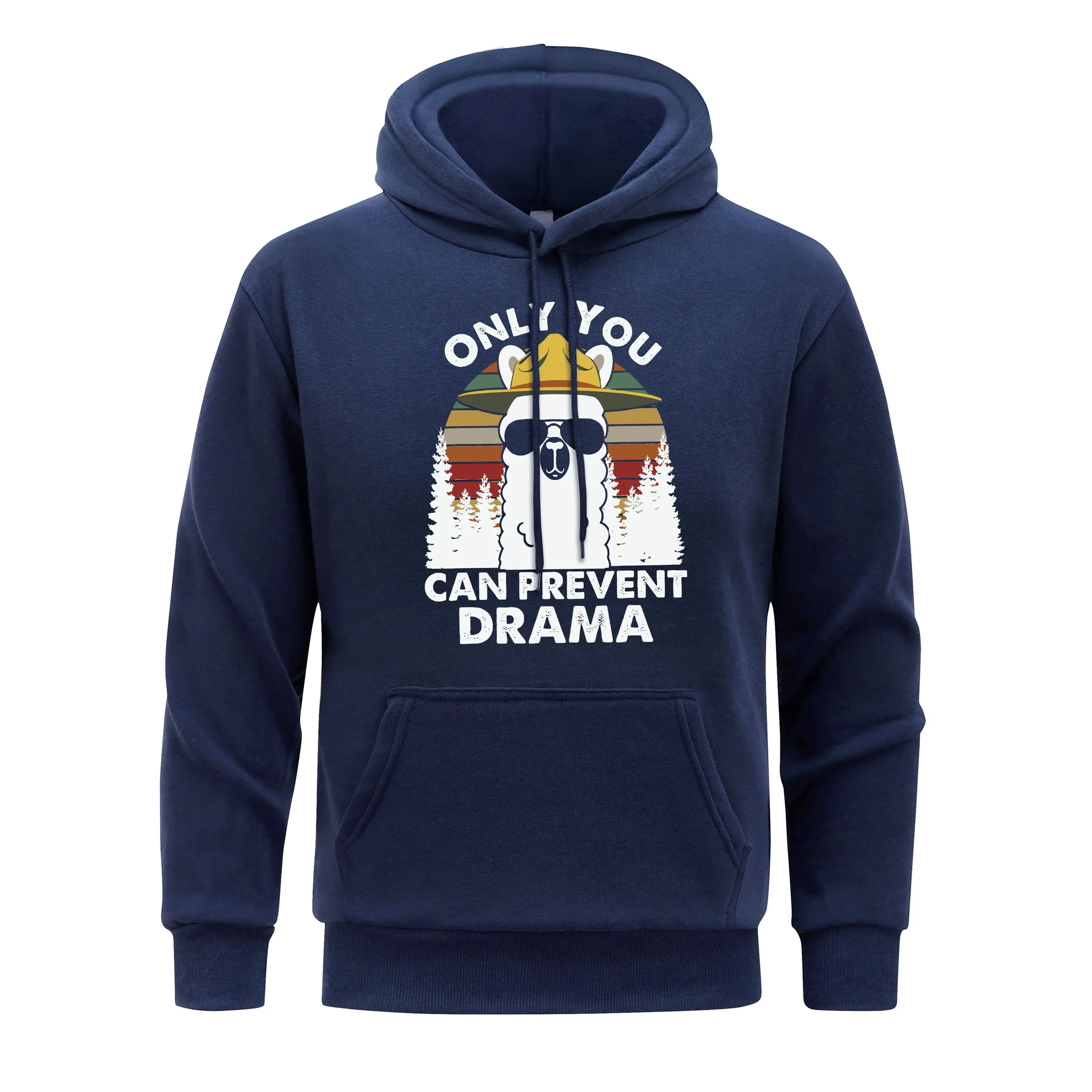 Only You Can Prevent Drama Hoodies Man Animal Alpaca Hooded Cartoon Men Hoody Casual Soft Spring Autumn Clothing