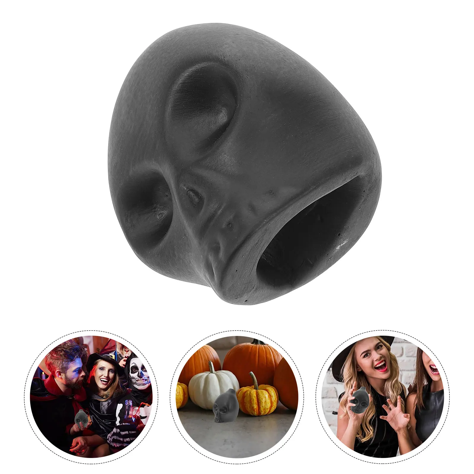 

Halloween Decoration Death Whistle Ceramic Toy Skull Shaped Black Ceramics Artware Travel