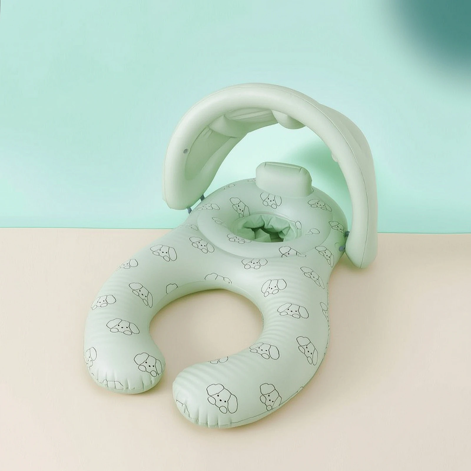 

Parent-Child Swimming Circle Comfortable Baby Swimming Circle with Canopy Pool Buoy with Canopy Easy to Inflate for Toddlers