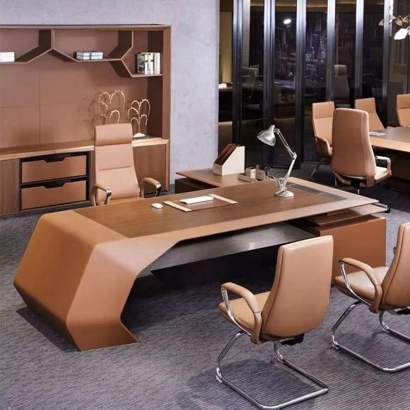 

Custom Luxury Style Office Manager Desk Wood Leather Modern Chairman and Ceo Luxury Office Desk 3600*2460*750mm