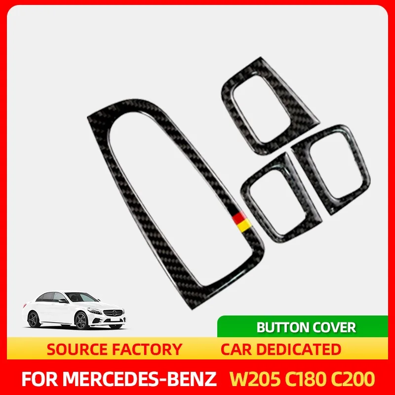 

Interior Stickers For Mercedes Benz W205 C180 C200 C300 GLC260 C Class Car Window Glasses Lift Button Cover Switch Frame Trim Ar