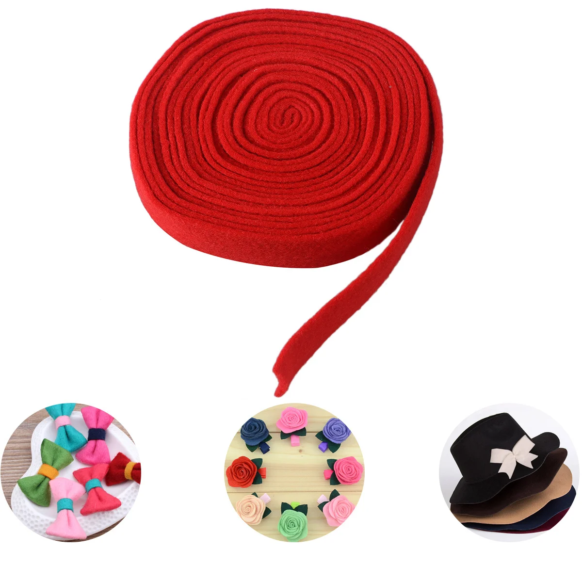 

5 Meters Wool Felt Ribbon 3Cm Red Durable Non-Toxic Craft Material For Christmas Tree Decorations Diy Wreaths Swags Ornament