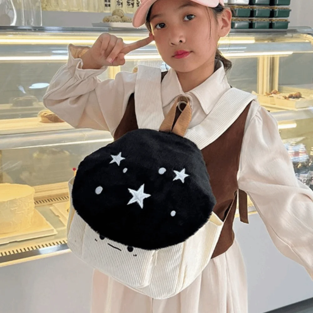 Polka Dot Embroidered Mushroom Backpack Star Corduroy Shoulder Bag Korean Style Large Capacity Cartoon Children's Schoolbag