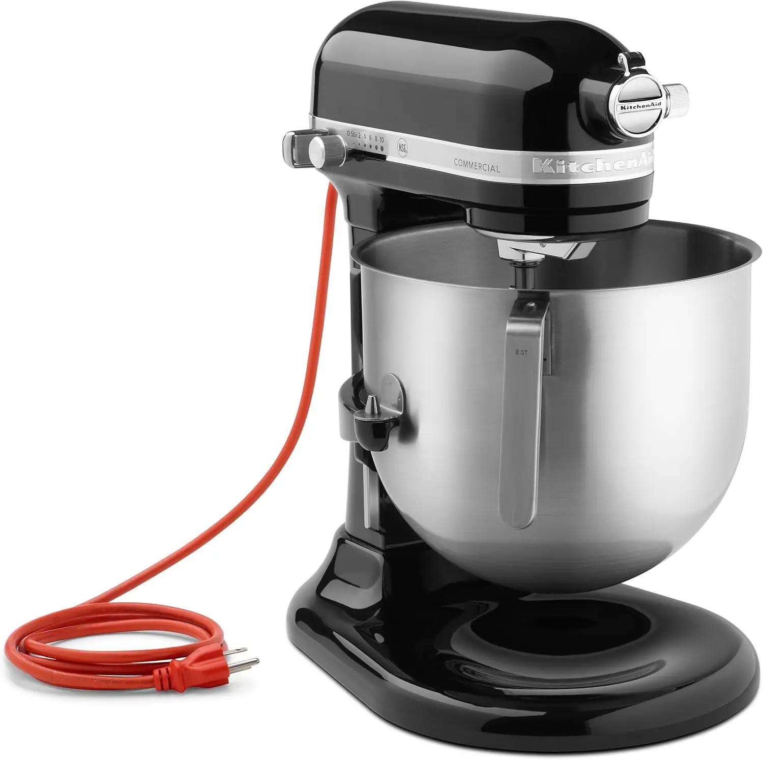 8-Quart Commercial Countertop Mixer, 10-Speed, Gear-Driven, Black