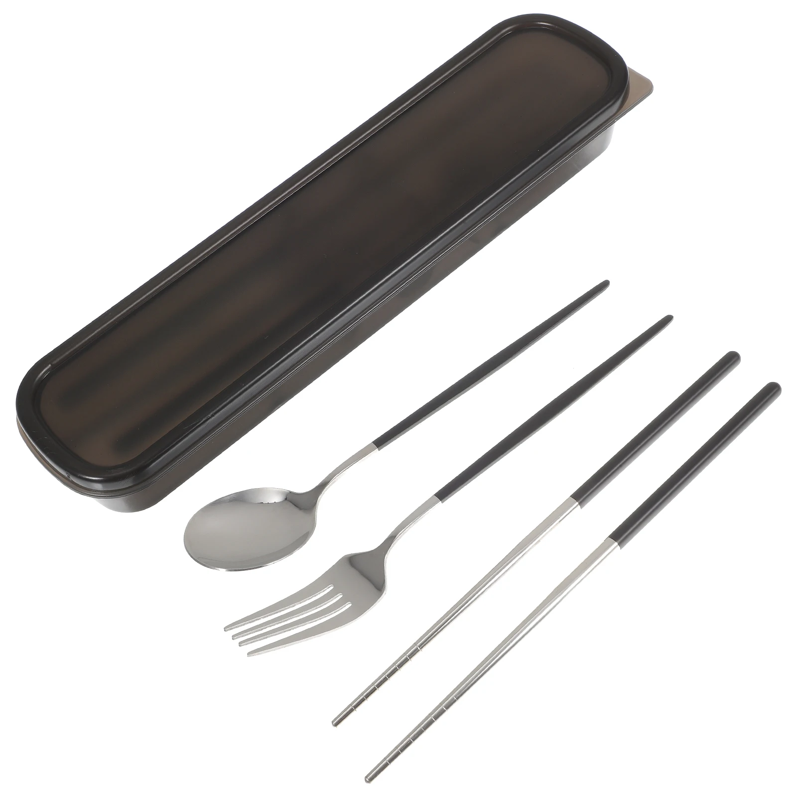 

Tableware Stainless Steel Cutlery Set Travel Kit Multifunctional Outdoor Chopsticks Silverware Black Pp Supplies