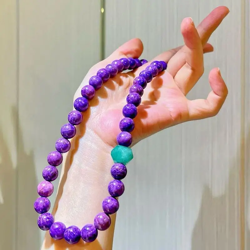 South African necklace royal purple genuine natural green strawberry quartz clavicle chain