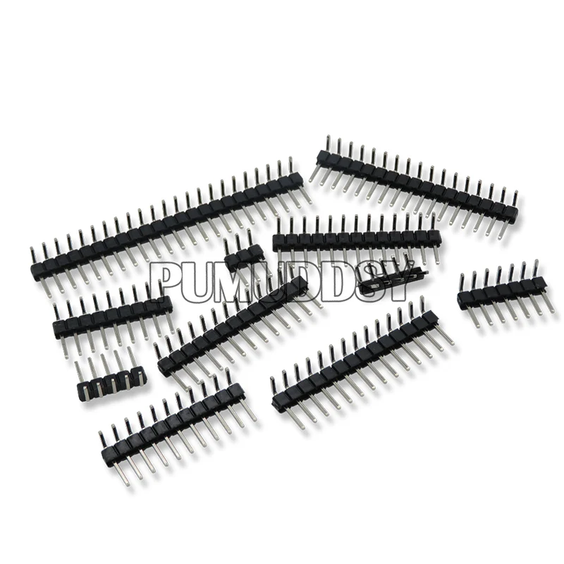 1X/2/3/4/5/6/8/10/40 Pin Single Row Right Angle Male Pin Header 2.54mm Pitch Strip Connector Socket 3P/4P/6P/8P/20P/40P 10Piece