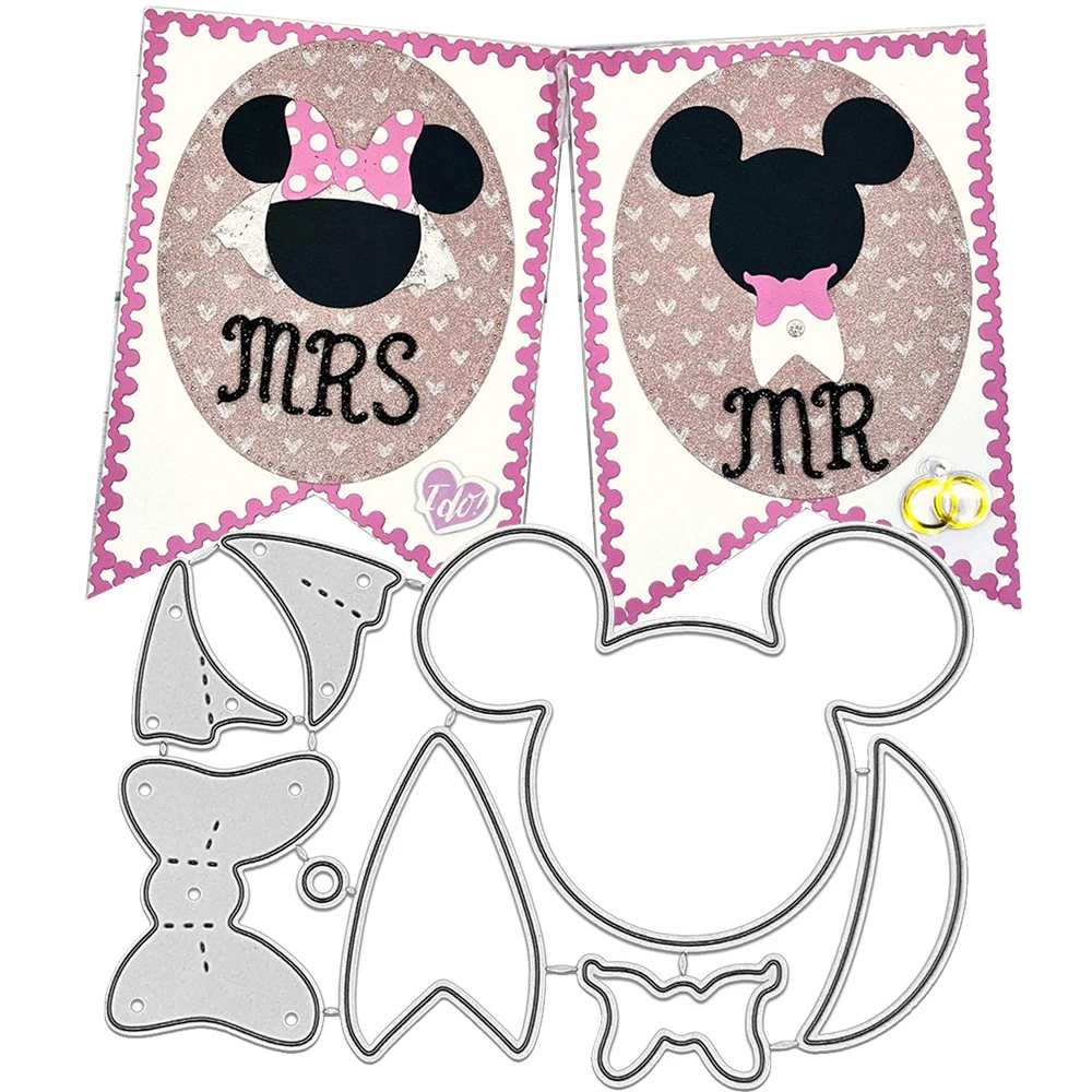 Bride & Groom Metal Cutting Die for Mickey and Minnie Disney Themed Crafts Cards, Scrapbooks, Gifts, Journals, Party & Home Deco