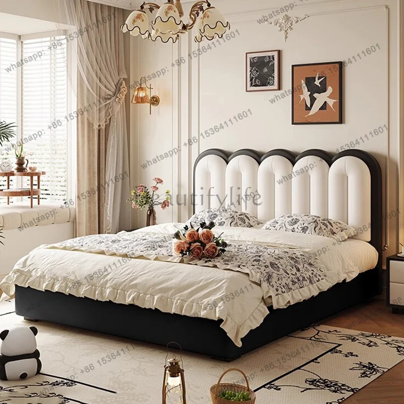 FG Safe Design European Bed Sleeping Wooden Modern Simple Girls Bed Double King Size Space Saving Letto Matrimoniale Home Furnit