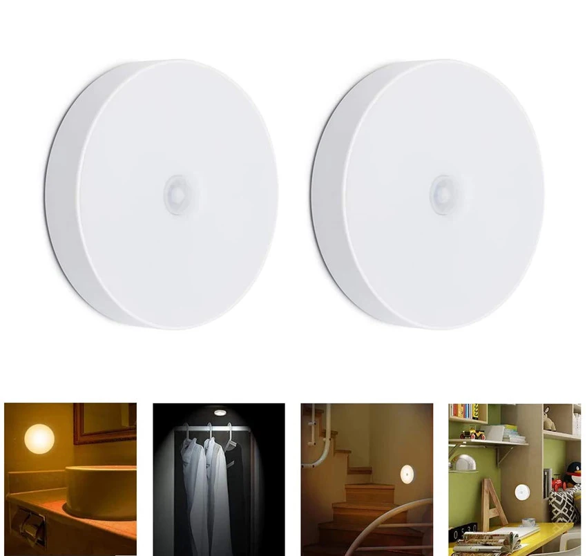 PIR Motion Sensor LED Night Lamp USB Rechargeable Closet Light Cordless Magnet Wall Light for Bedroom Stairs Cabinet Wardrobe