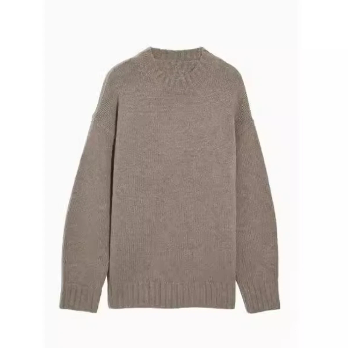 

Woman's Knitted Pullover Loose Round Neck Solid Color Long Sleeve Mid-length Sweater Simple Versatile Early Autumn New Top