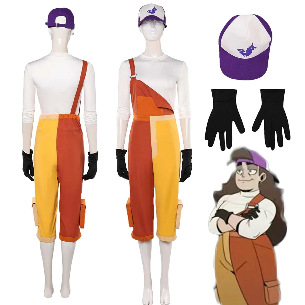 

Маскировка, рыцари с героями мультфильмов Гвинвере, Фрэнк, косплей, оранжевый комбинезон, белый верх, костюм, шляпа, перчатки, наряд, Хэллоуин, карнавал