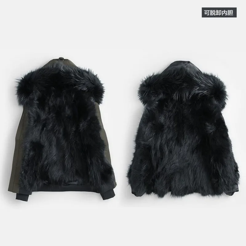 2023 Winter Fur Combination Overcoming Men Short Jacket Coat Detachable Inner Liner Imitation Fur OverCoat