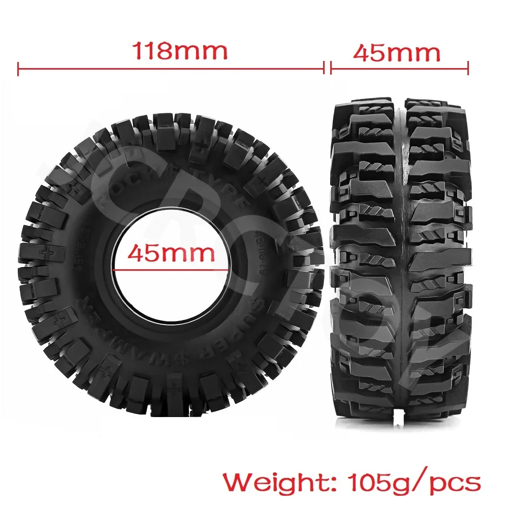 

RC 118*45MM 1.9Inch Rubber Tire w/Insert Sponge Rock Tryes For 1/10 Traxxas TRX4 Axial SCX10 D90 D110 RGT Yikong RC Crawler Part