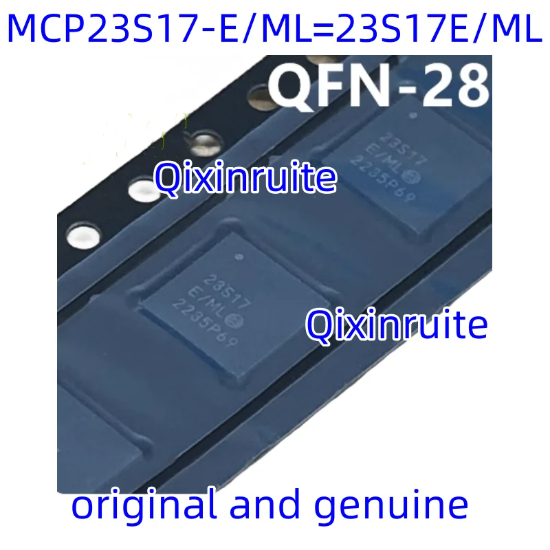 Qixinruite   New genuine MCP23S17-E/ML=23S17E/ML QFN-28 16 bit I/O extender serial interface 10MHz interface chip