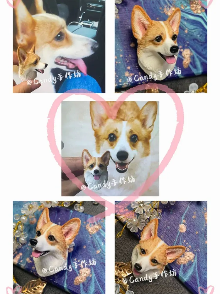 Corgi Dog Head Silicone Mold King Charles Chihuahua Bedlington Terrier Animal Head Plaster Fondant Candle Clay Silicone Molds