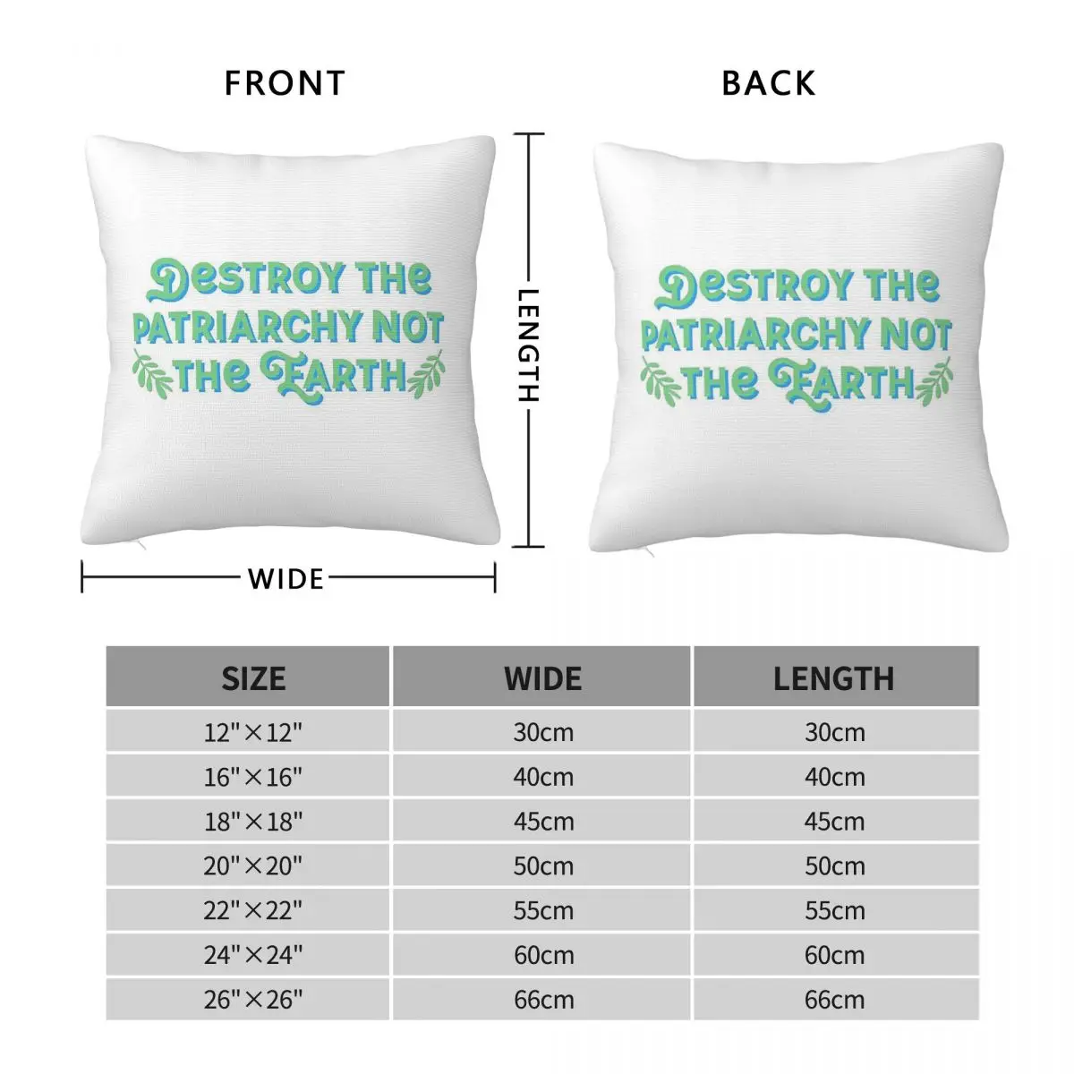 Destroy The Patriarchy Not The Earth Square Pillowcase Polyester Linen Velvet Printed Decor Sofa Seater Cushion Cover Wholesale
