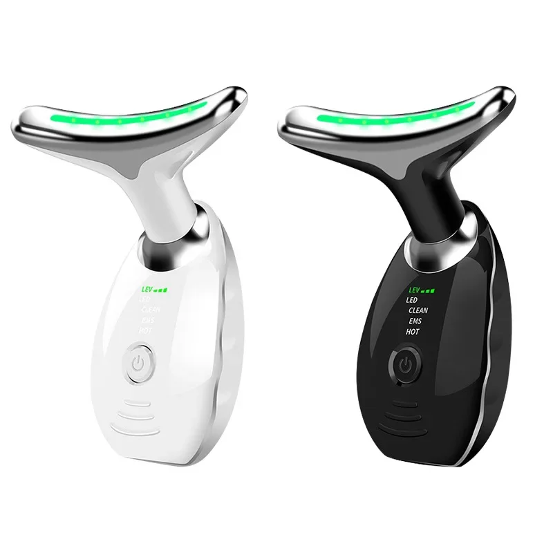 เครื่องนวด Alat pijat leher ไฟฟ้าระบบสั่นนวดหน้าคอ EMS อุปกรณ์ความงามคอเครื่องมือความงาม7สี