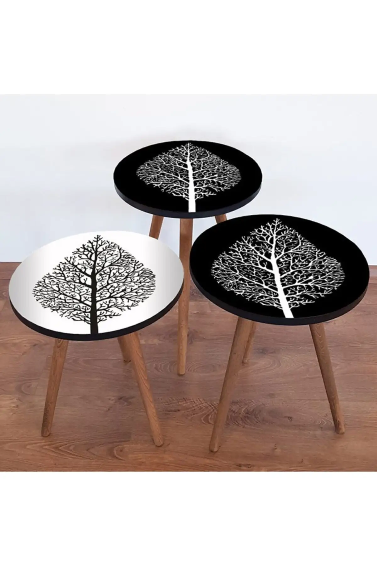 Decorative Pattern 3 pcs Zigon Coffee Table black white modern coffee table