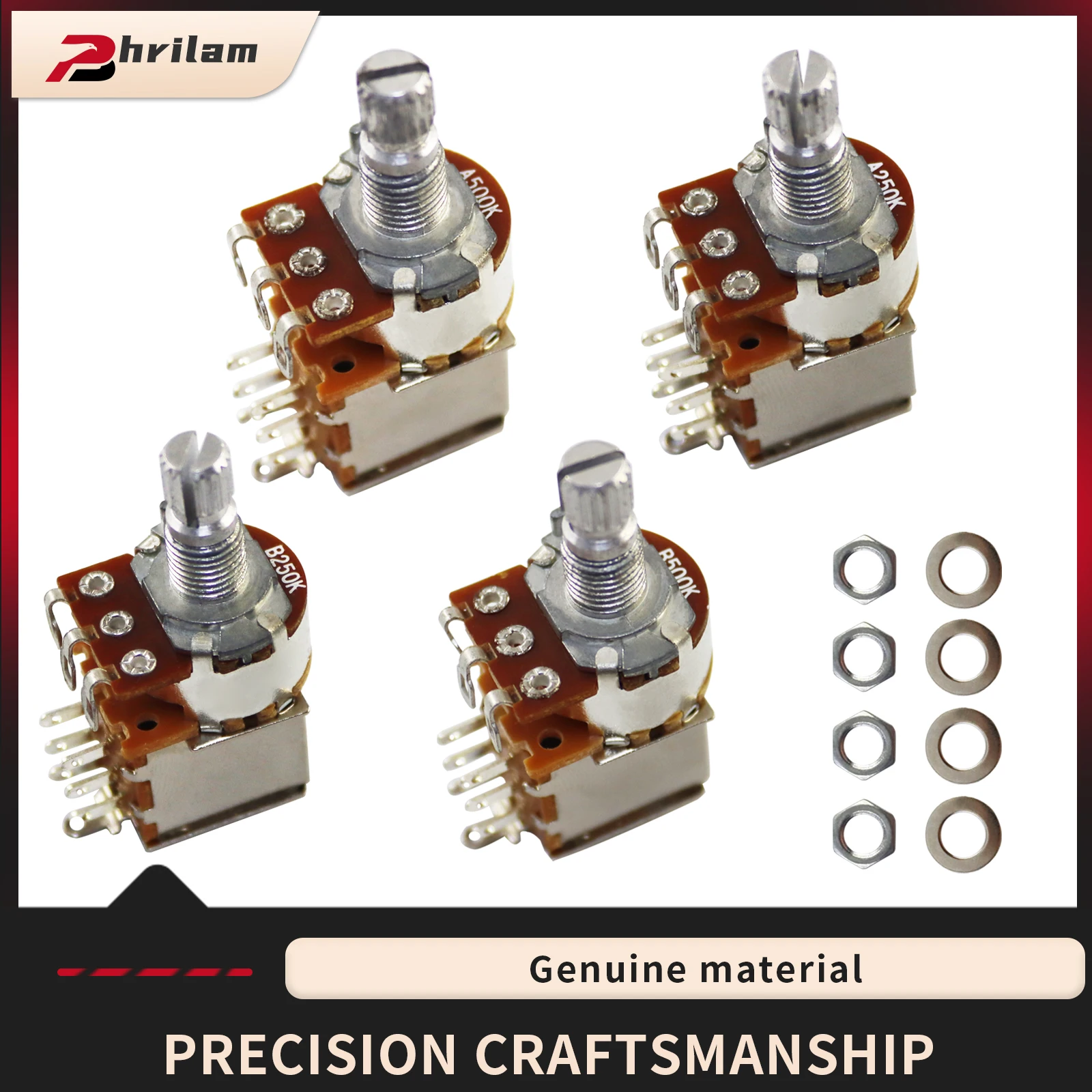 2PCS6MM Thick Roller Shaft Short Pole15MM Pull Guitar Potentiometer, Suitable for Electric Guitar/Bass Volume/Tone Potentiometer