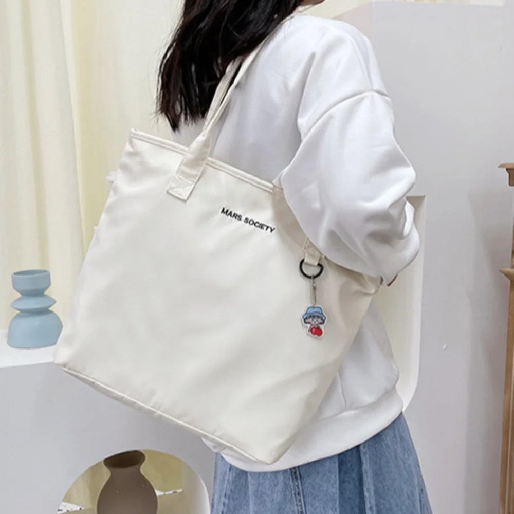 

Solid Color Women's Tote Bag Portable Letter Print Square Shape Shopping Bag Shoulder Bag