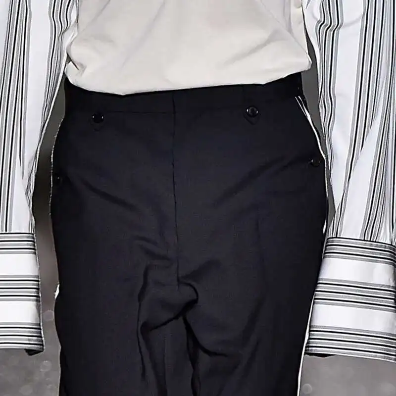 Fashionable, Trousers Men's Fitting Popular, And Slim Leisure, Business Are Side Stripe Splicing Design, Small Straight Pants Fa