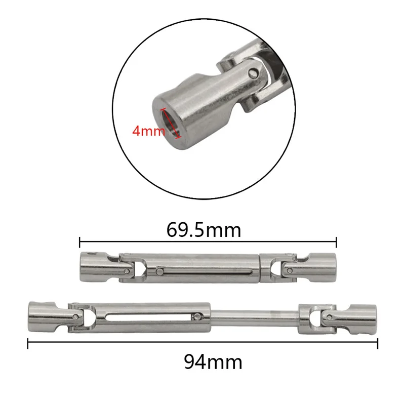 MN82 LC79 MN78 Steel Drive Shaft CVD Driveshaft With 3Mm To 4Mm Shaft Sleeve For MN-78 Cherokee MN 82 1/12 RC Car Metal Upgrade