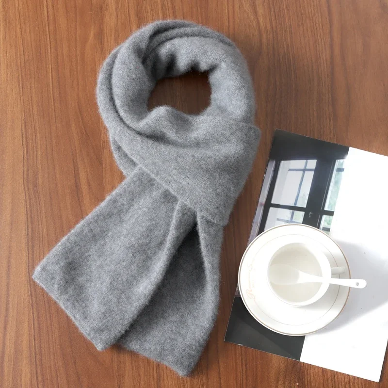 

Couples 100% Wool Long Scarf Knitted Soft Warm Elegant Neck Warmer Solid Color Autumn Winter Casual Fashion for Men and Women